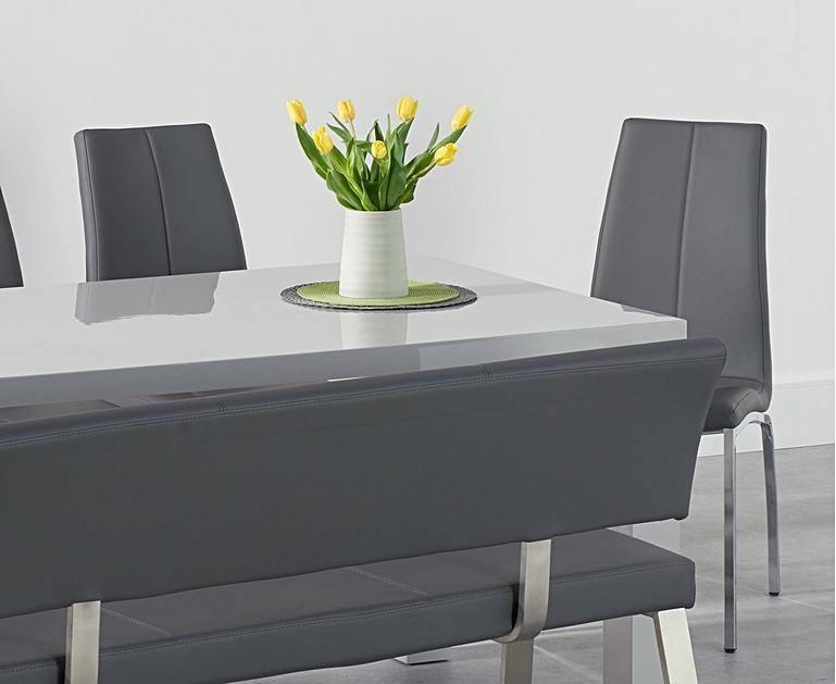 Atlanta 200cm Light Grey High Gloss Dining Table with ...