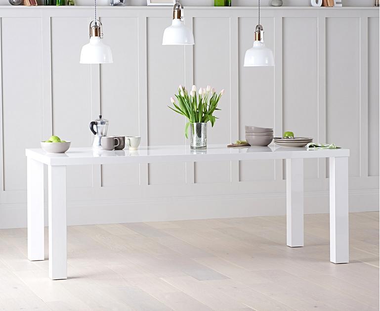Atlanta 200cm White High Gloss Dining Table with Cavello ...