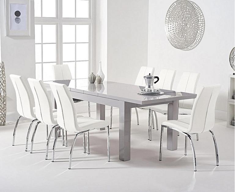 Extending Seattle Light Grey Gloss 160-220cm Dining Table with Marco ...