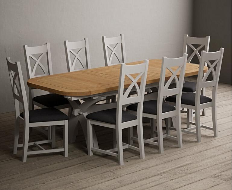 Extending Olympia 180cm Oak and Soft White Dining Table with X Back