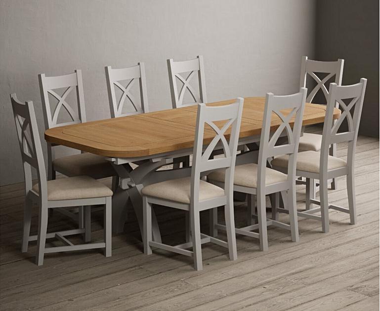 Extending Olympia 180cm Oak and Soft White Dining Table with X Back