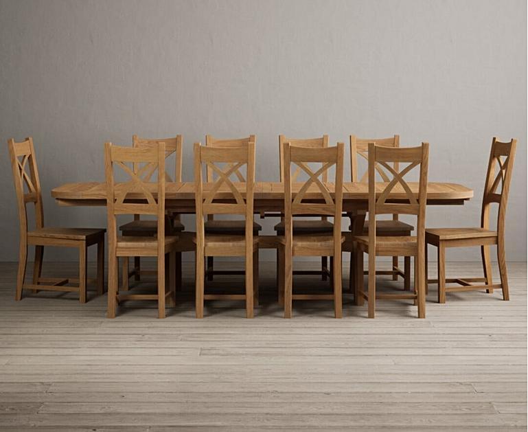 Extending Olympia 180cm Solid Oak Dining Table with X Back Chairs Oak