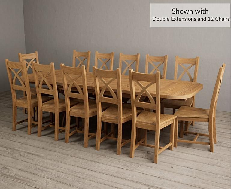 Extending Olympia 180cm Solid Oak Dining Table with X Back Chairs Oak