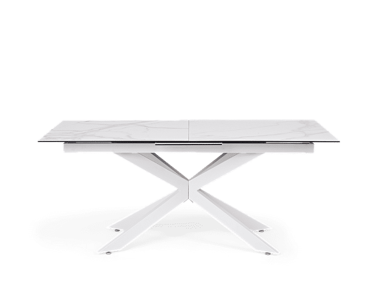 Extending Boston 180cm White Ceramic Dining Table with White Leg Oak