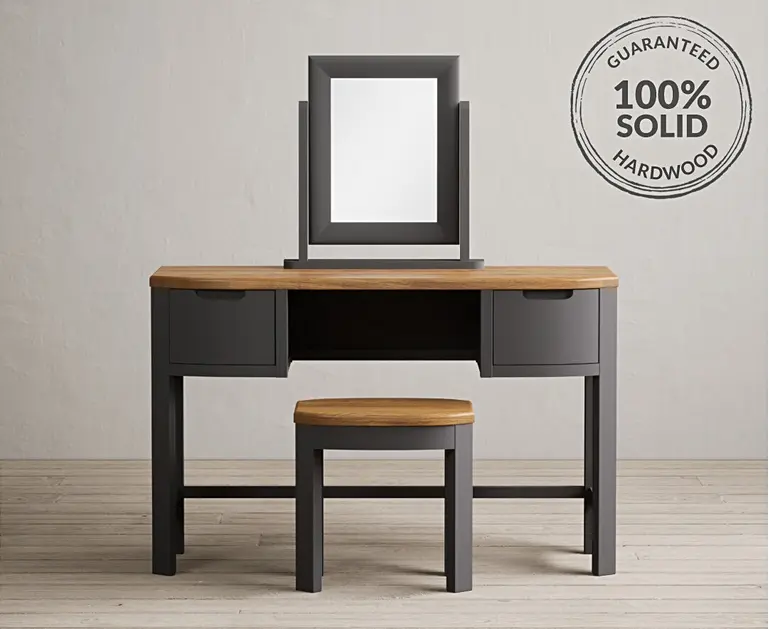 Bradwell Oak and Charcoal Grey Painted Dressing Table Set Oak