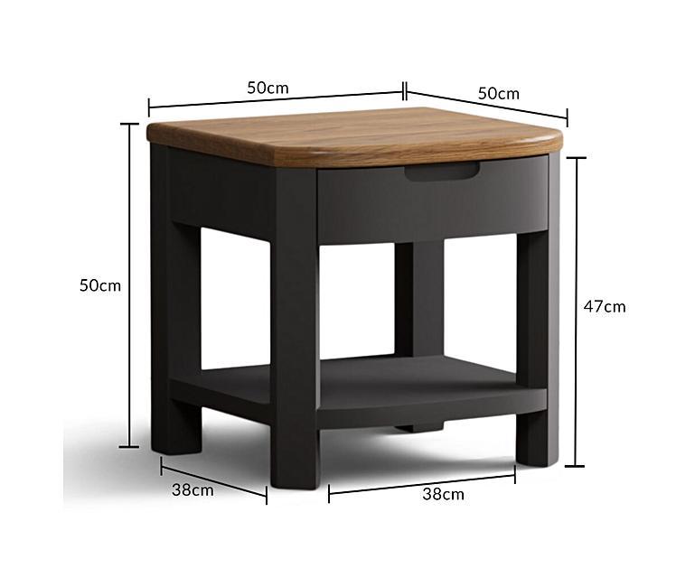 Bradwell Oak and Charcoal Grey Painted 1 Drawer Lamp Table Oak
