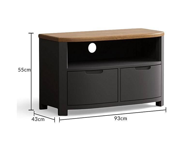 Bradwell Oak and Charcoal Grey Painted Small TV Unit Oak Furniture