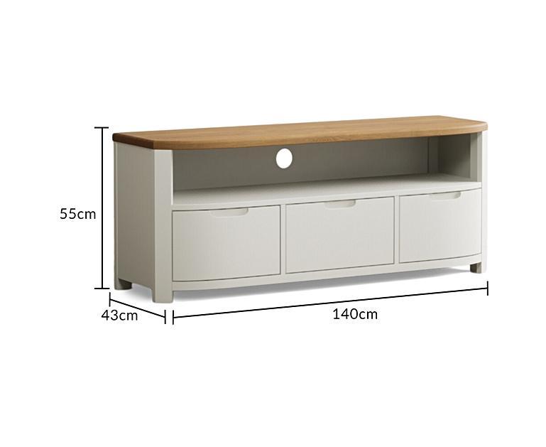 Bradwell Oak and Signal White Painted Large TV Unit Oak Furniture