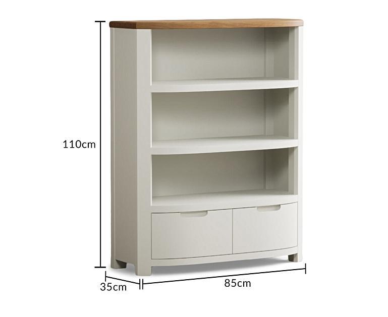 Bradwell Oak and Signal White Painted Small Bookcase Oak Furniture