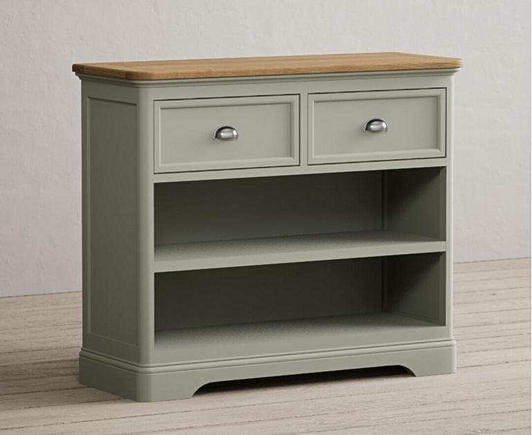 Bridstow Soft Green Painted Storage Console Table Oak Furniture