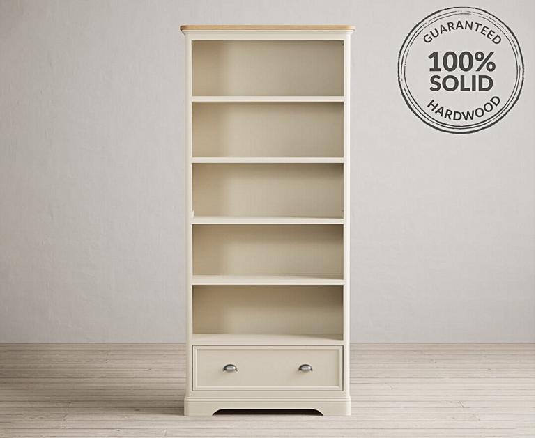 Madley Oak and Cream Painted Tall Bookcase Oak Furniture Superstore