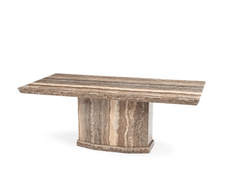 Carvelle 200cm Brown Pedestal Marble Dining Table Oak Furniture