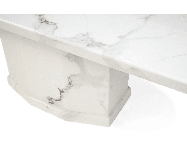 Carvelle 160cm White Pedestal Marble Dining Table with Austin Chairs