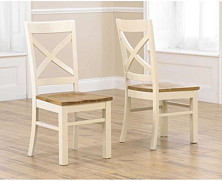 Cavendish Solid Oak and Cream Dining Chairs Cavendish