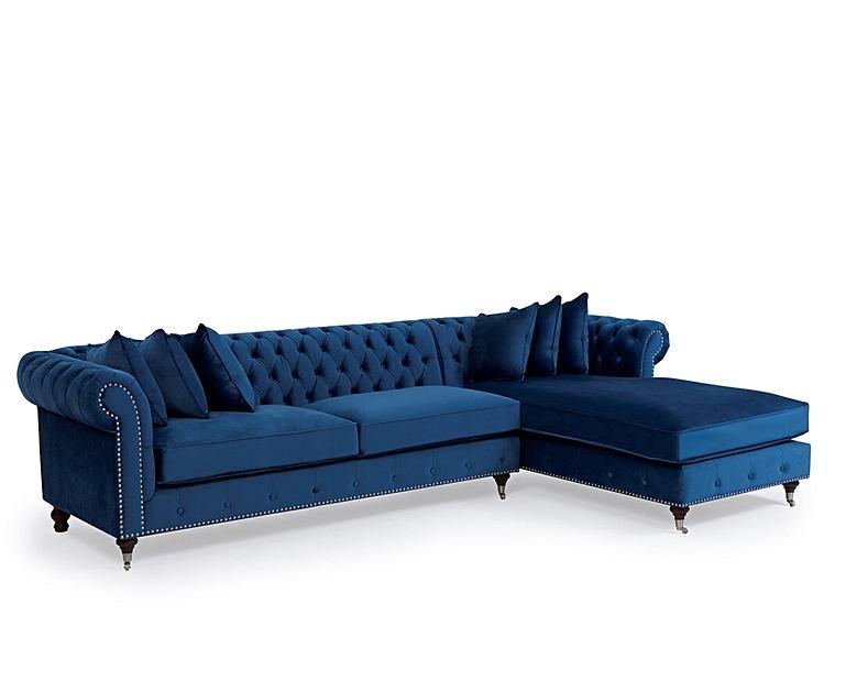 Chiswick Extra Large Velvet Right Facing Chesterfield Corner Chaise Sofa
