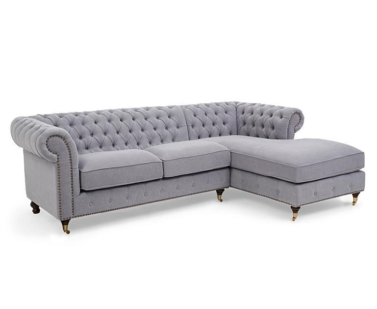 Chiswick Extra Large Grey Linen Right Facing Chesterfield Corner Chaise