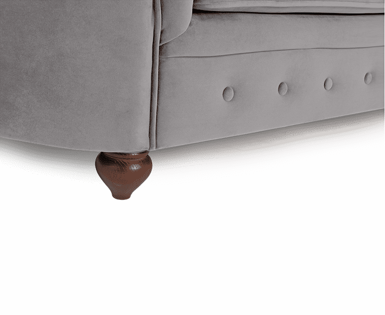 Apsley Chesterfield Grey Velvet 3 Seater Sofa Oak Furniture Superstore