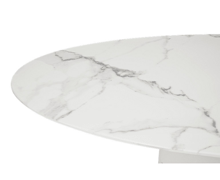 Colby 200cm White Oval Marble Dining Table Oak Furniture Superstore