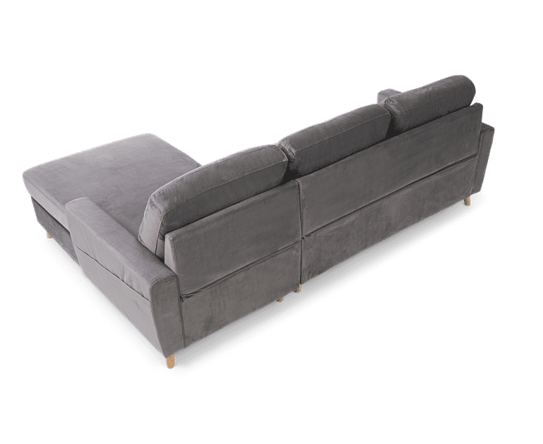 Florence Right Facing Chaise Sofa Bed in Grey Velvet Oak Furniture