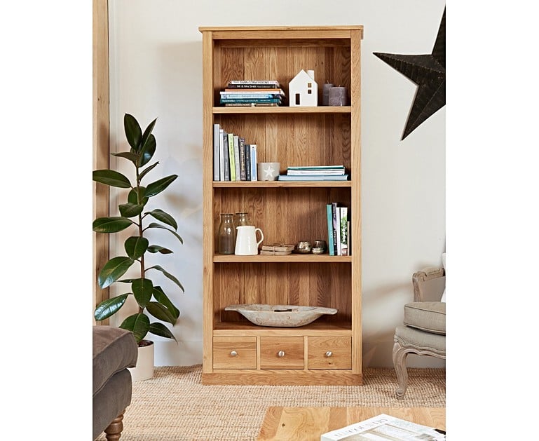 Rhone Solid Oak 3 Drawer Bookcase