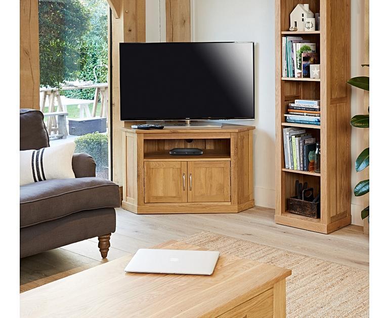 Rhone Solid Oak Corner TV Oak Furniture Superstore