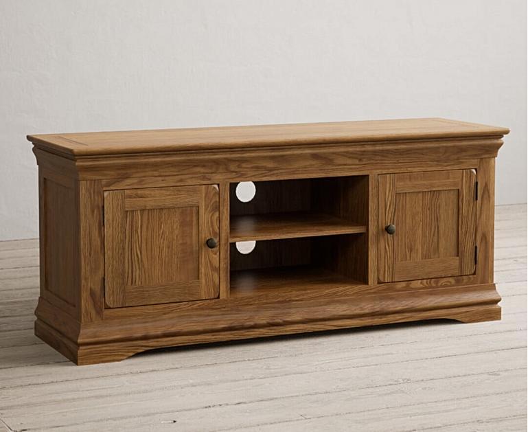 Burford Rustic Solid Oak Large TV Unit Oak Furniture Superstore