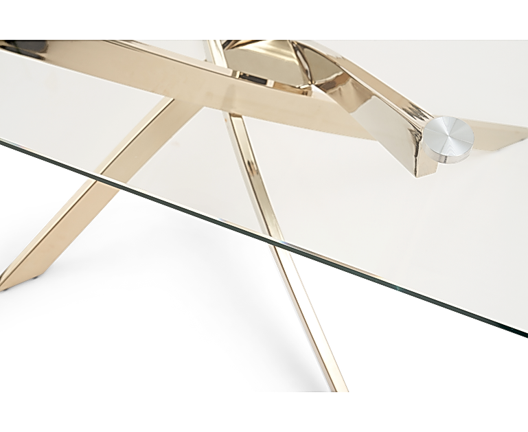Denver 160cm Rectangular Glass Gold Leg Dining Table ...
