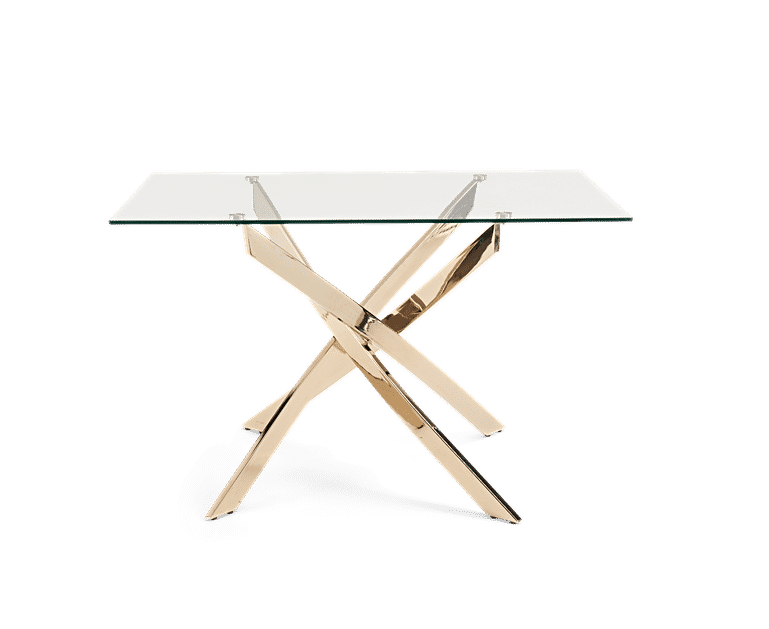 Denver 120cm Rectangular Gold Leg Glass Dining Table with ...