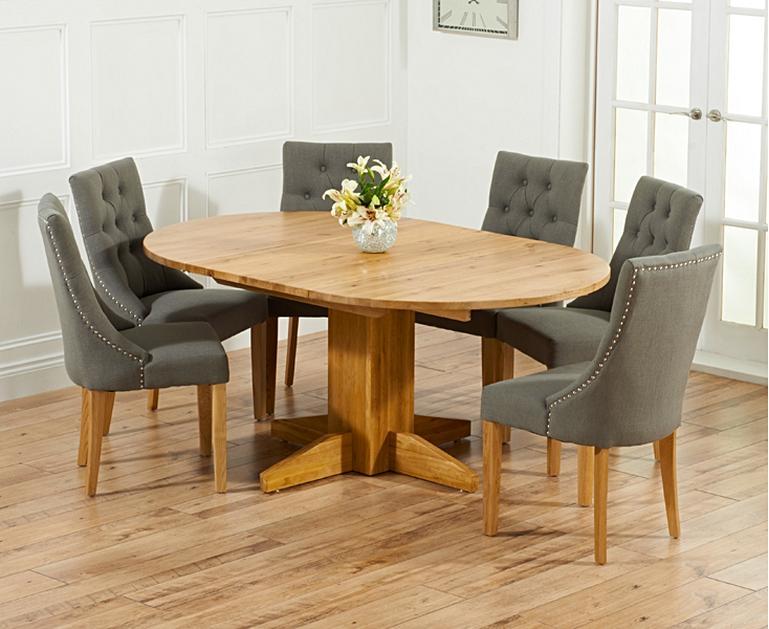Dorchester 120cm Solid Oak Round Extending Dining Table with Pacific