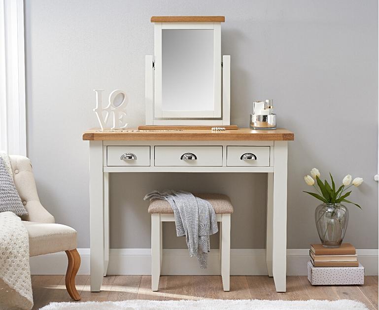 Eden Oak and White Dressing Table Oak Furniture Superstore
