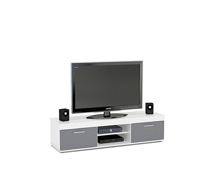 Edmund White and Grey TV Unit Oak Furniture Superstore
