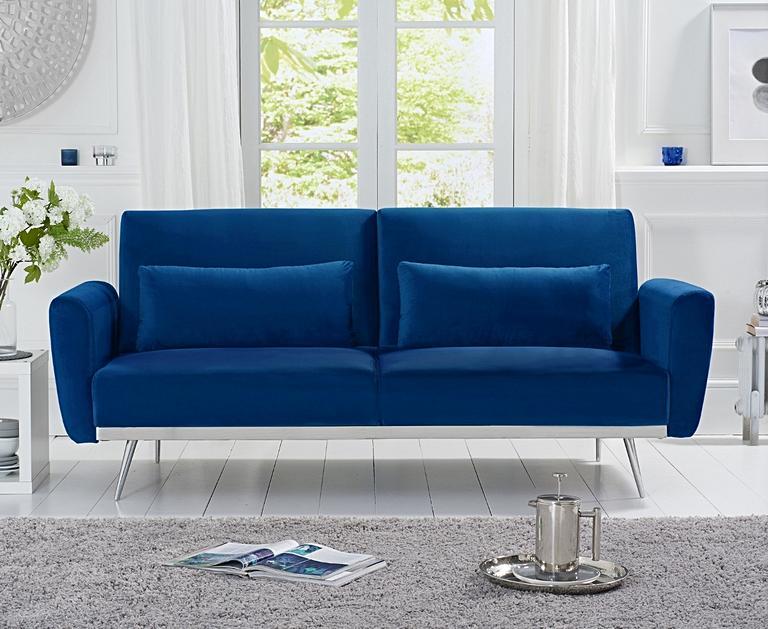 Elena Blue Velvet Sofa Bed Sofas