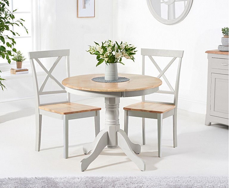 Epsom 90cm Oak and Grey Dining Table with Chairs