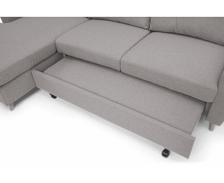 Florence Left Facing Chaise Sofa Bed in Grey Linen Oak Furniture