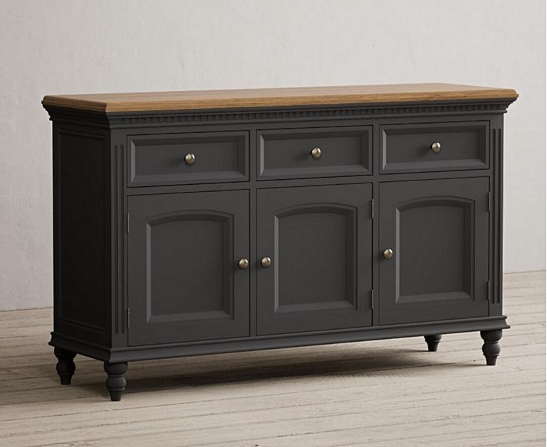 Francis Oak and Charcoal Grey Painted Large Sideboard Oak Furniture