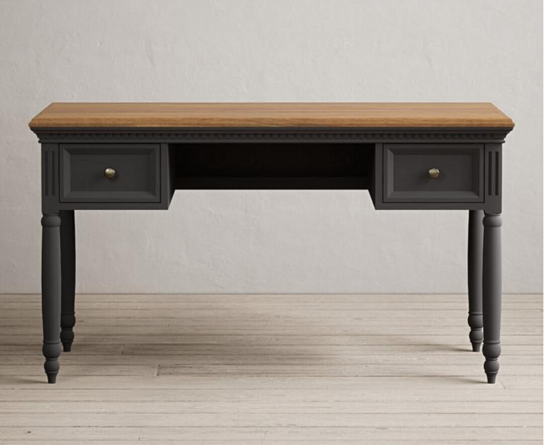 Francis Oak and Charcoal Grey Painted Computer Desk Oak Furniture