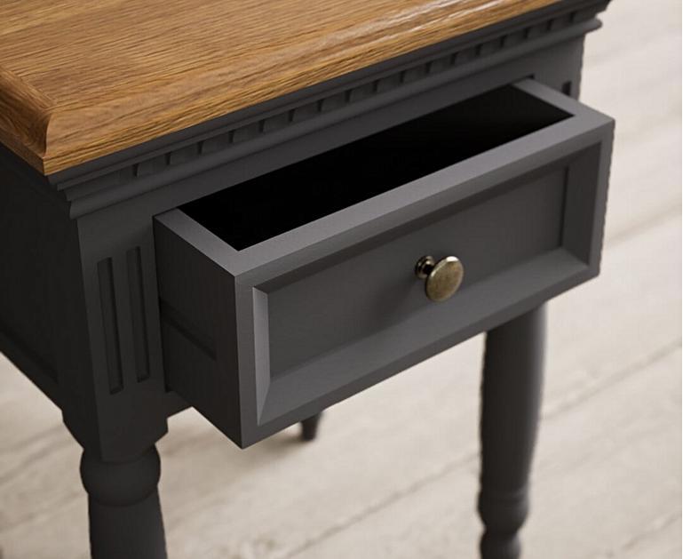 Francis Oak and Charcoal Grey Painted Bedside Table Oak Furniture