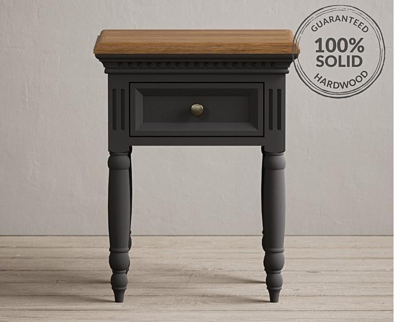 Francis Oak and Charcoal Grey Painted Bedside Table Oak Furniture