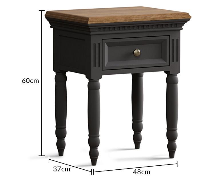 Francis Oak and Charcoal Grey Painted Bedside Table Oak Furniture