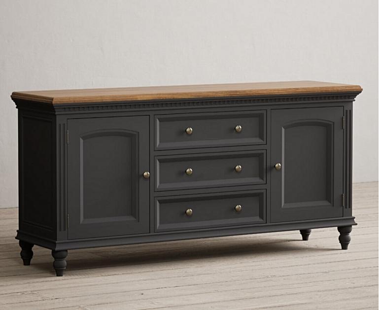 Francis Oak and Charcoal Grey Painted Extra Large Sideboard Oak