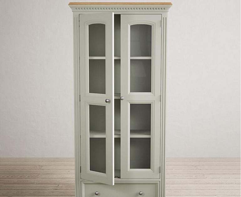 Francis Oak and Soft Green Painted Glazed Display Oak