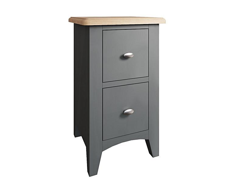Arlia Oak and Grey Small Bedside Table Oak Furniture Superstore