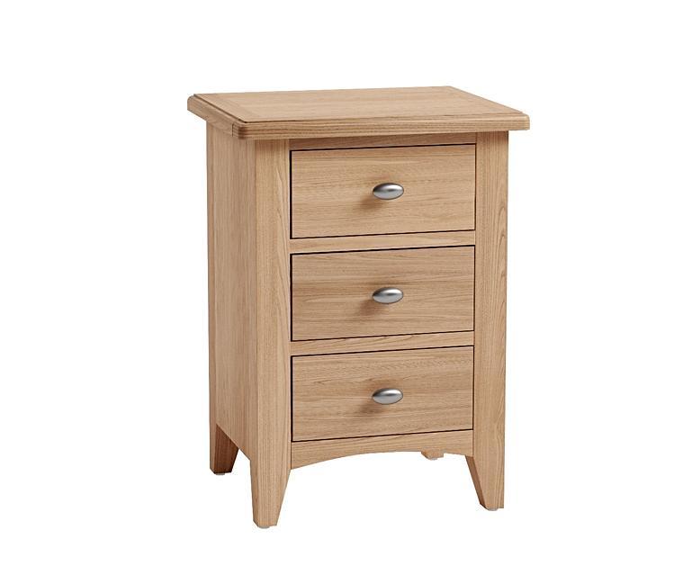 Skylar Light Oak 3 Drawer Bedside Table