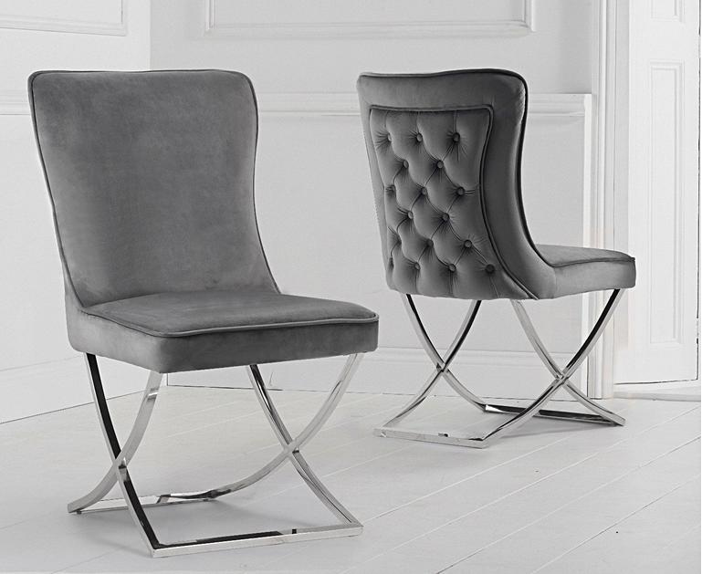 Giovanni Grey Velvet Dining Chairs