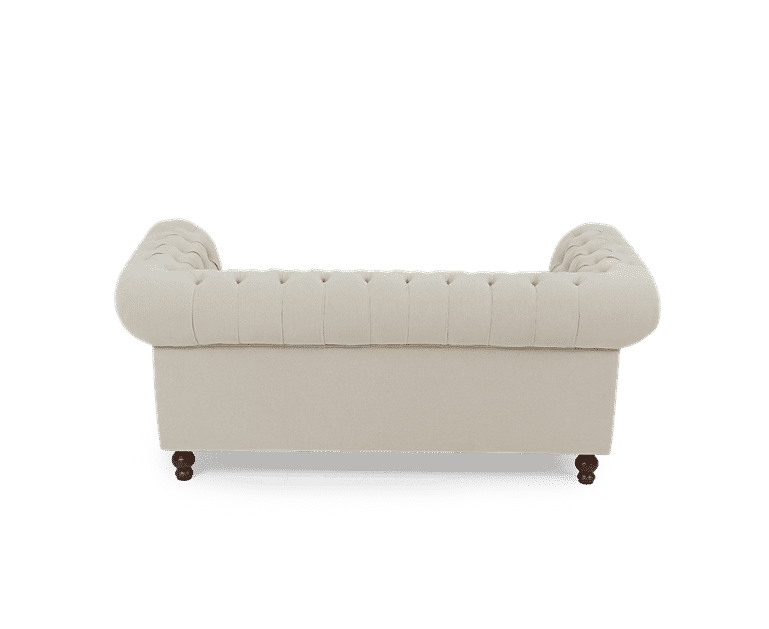 Kensington Chesterfield Ivory Linen 2 Seater Sofa Oak Furniture