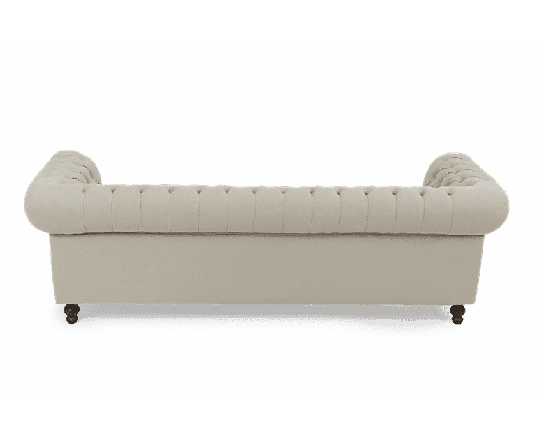 Kensington Chesterfield Ivory Linen 3 Seater Sofa Oak Furniture