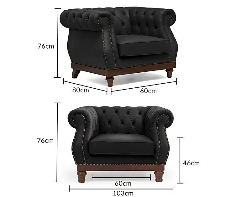 Henbury Chesterfield Black Leather Armchair