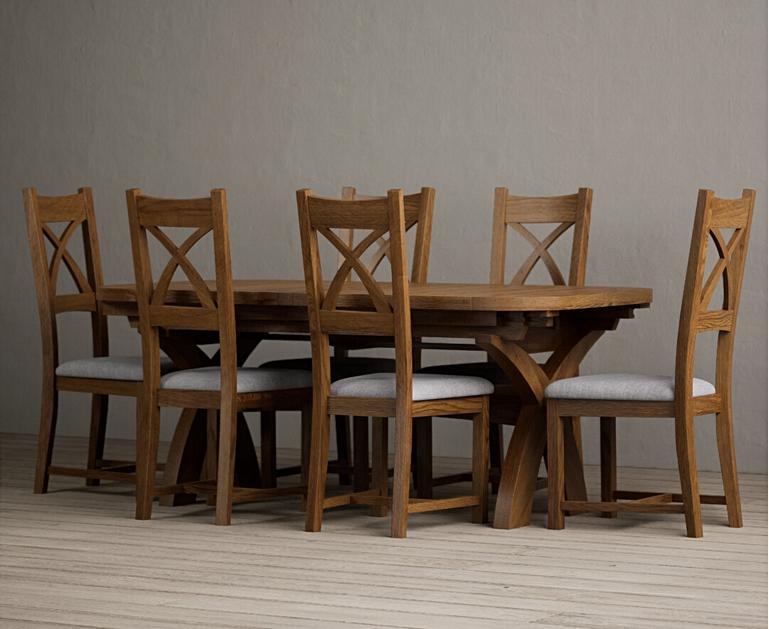 Extending Olympia 180cm Rustic Solid Oak Dining Table with Rustic Solid ...