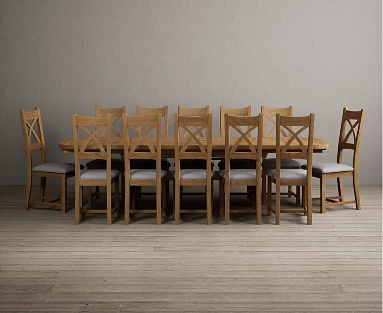 Extending Olympia 180cm Solid Oak Dining Table with X Back Chairs Oak