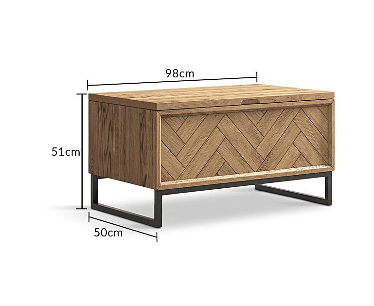 Herringbone Solid Oak Blanket box Oak Furniture Superstore